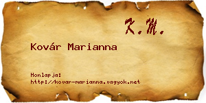 Kovár Marianna névjegykártya